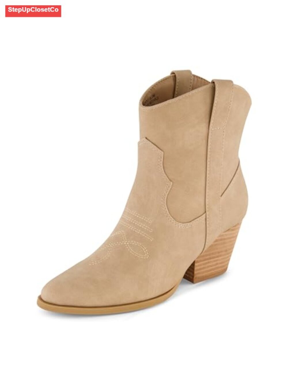 Vegan Leather Western Ankle Boot with Memory Foam
